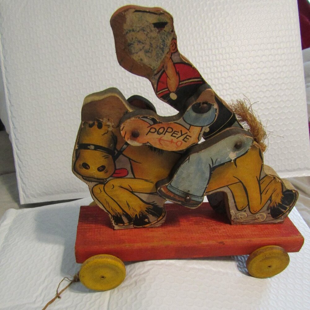 Antique Original 1929 FISHER PRICE POPEYE RIDING HORSE TOY #705 Pull String